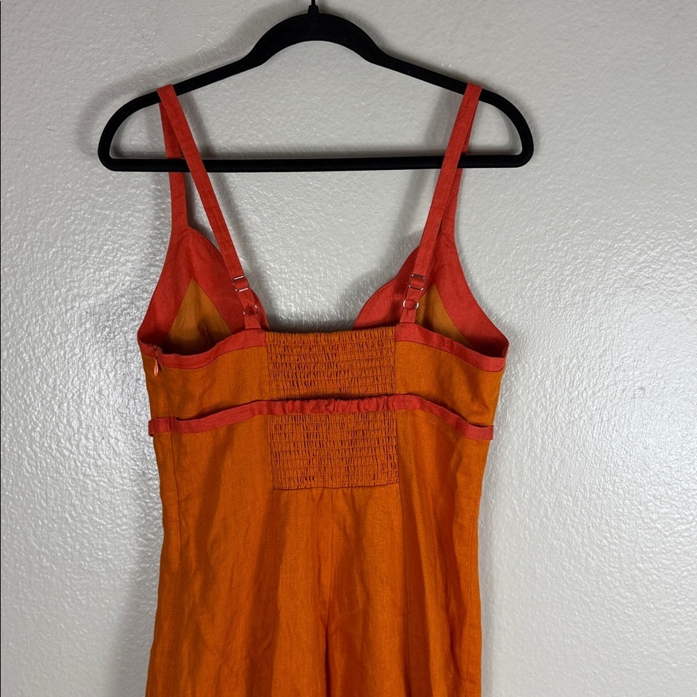 Reformation Sara Linen Dress in Nectarine - Picture 9 of 11